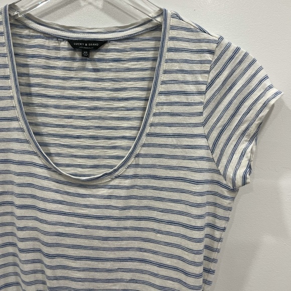 Lucky Brand Scoop Neck Dress Stripe Tie-Waist Blue - Picture 6 of 9